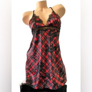 Victoria's Secrets Red Plaid Slip Small, NWOT